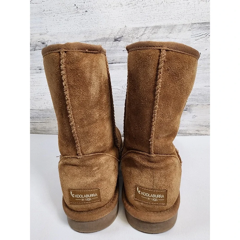 Koolaburra by‎ UGG Victoria Short Boots Women 9 Chestnut Suede Faux Fur Winter